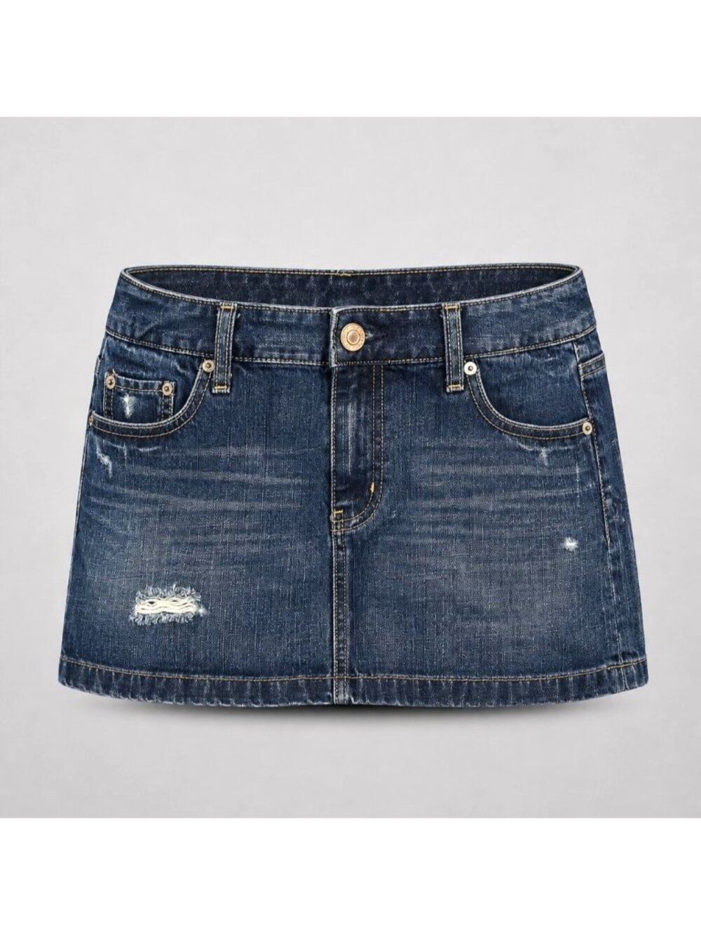 American Eagle Womens Size 8 Skirt Distressed Denim Mini Blue Cotton Blend Jean